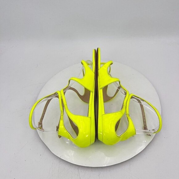 Jimmy Choo Women Size EU 39 US 9 Shocking Yellow Patent Leather Gladiator Shoes - Picture 6 of 13